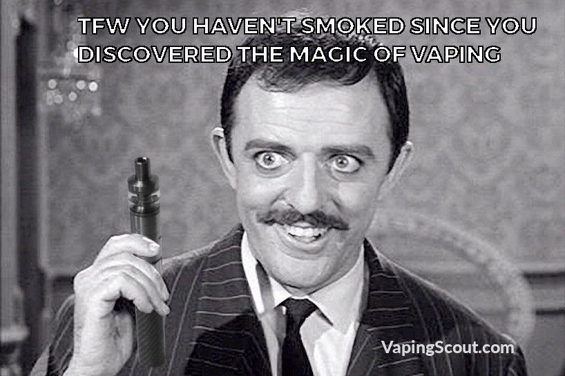 Addams family patriarch with an e-cigarette