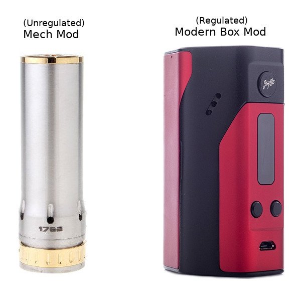 comparison of unregulated tube mech mod vs a modern regulated box mod