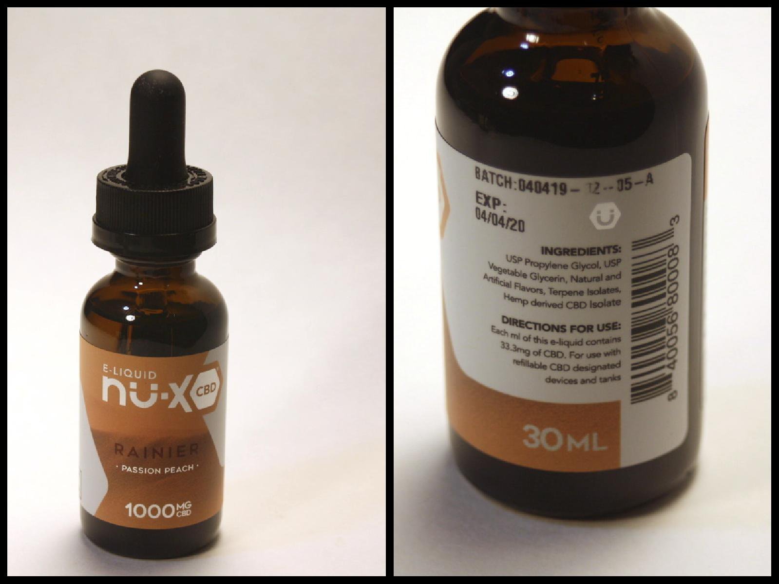 nu-x cbd vape juice - rainier peach flavor