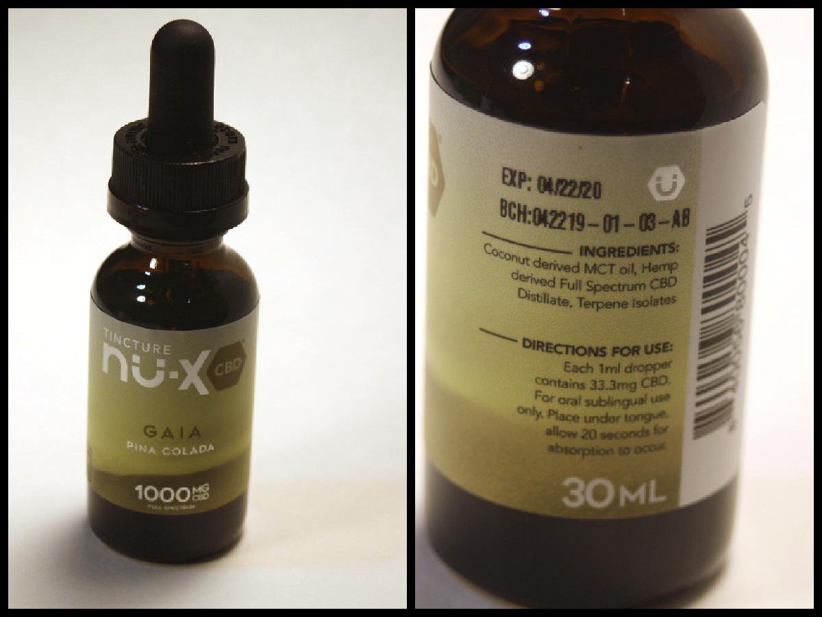 nu-x full spectrum CBD tincture - gaia pina colada flavor