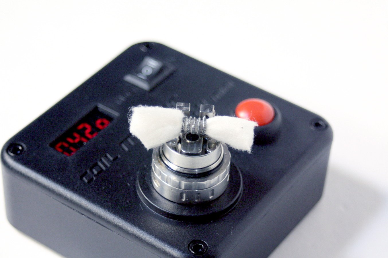 merlin rta with organic cotton wicking on a single spaced twisted coil